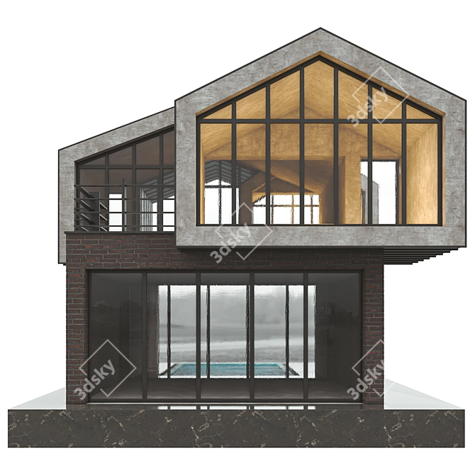 Modern Duplex Villa 3D Model 3D model image 5