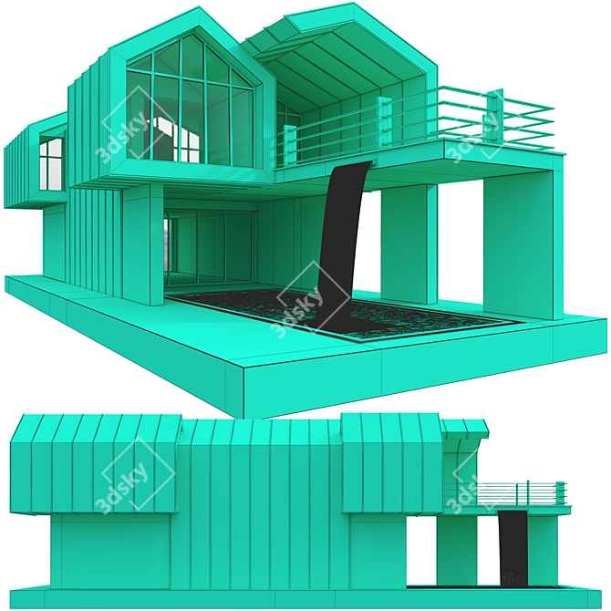 Modern Duplex Villa 3D Model 3D model image 7