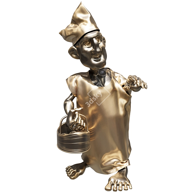 Golden Apple Seller Sculpture - 2016 3D model image 1