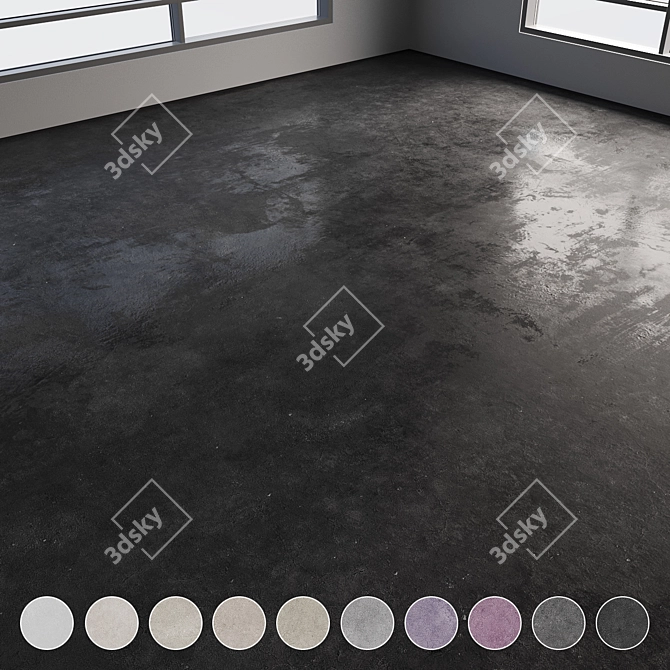 Polished Concrete Floor Texture Kit 3D model image 1