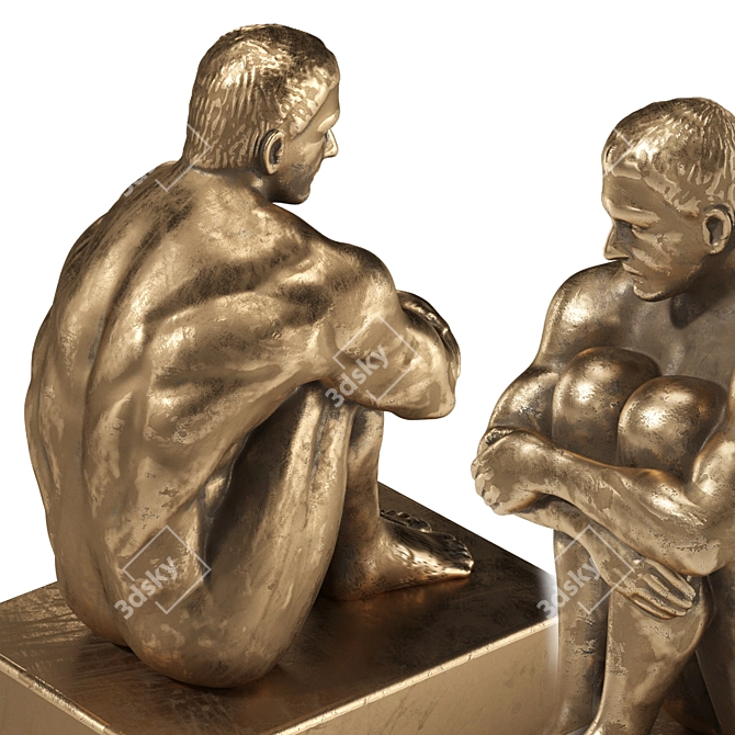 Muscle Man Seating Statue - Gold/Silver/Bronze 3D model image 4