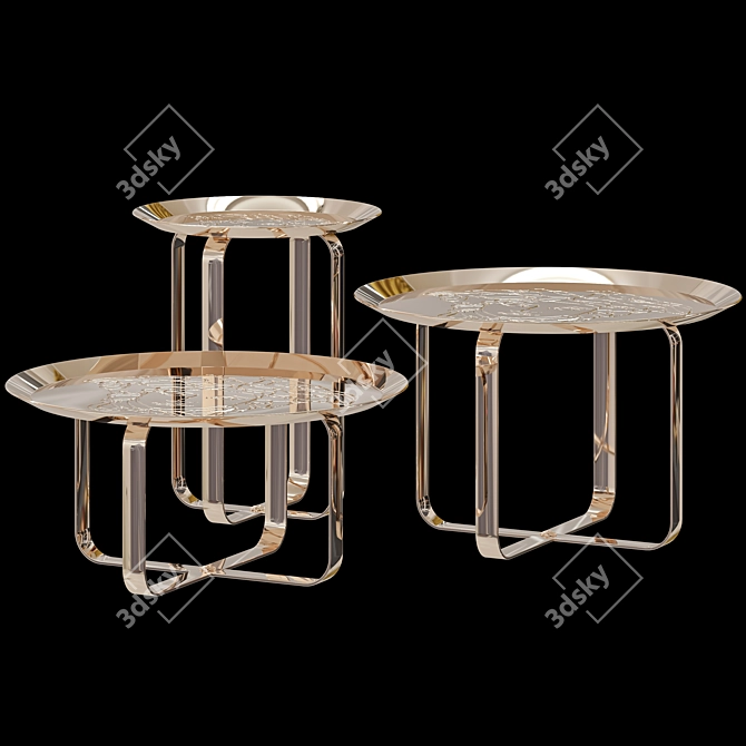 Versace Gold Side Table F0109 3D model image 1