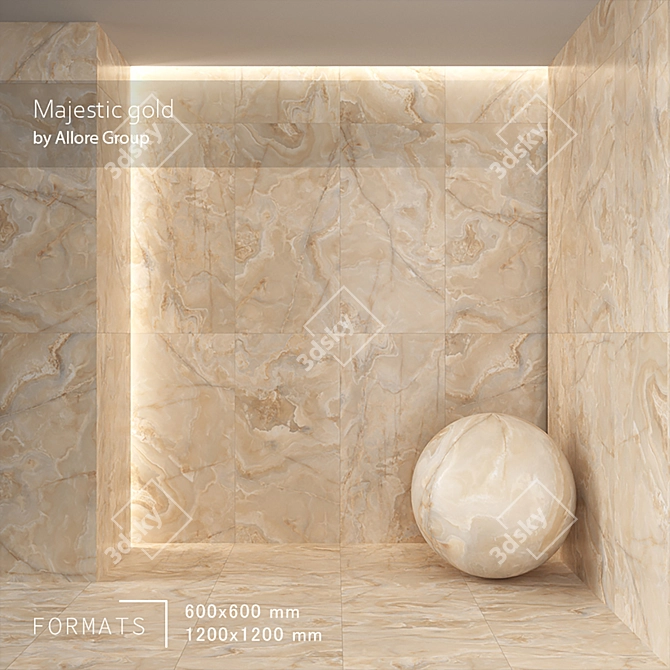 Majestic Gold Marble Tile Collection 3D model image 1