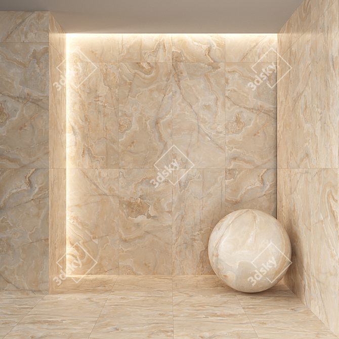 Majestic Gold Marble Tile Collection 3D model image 2