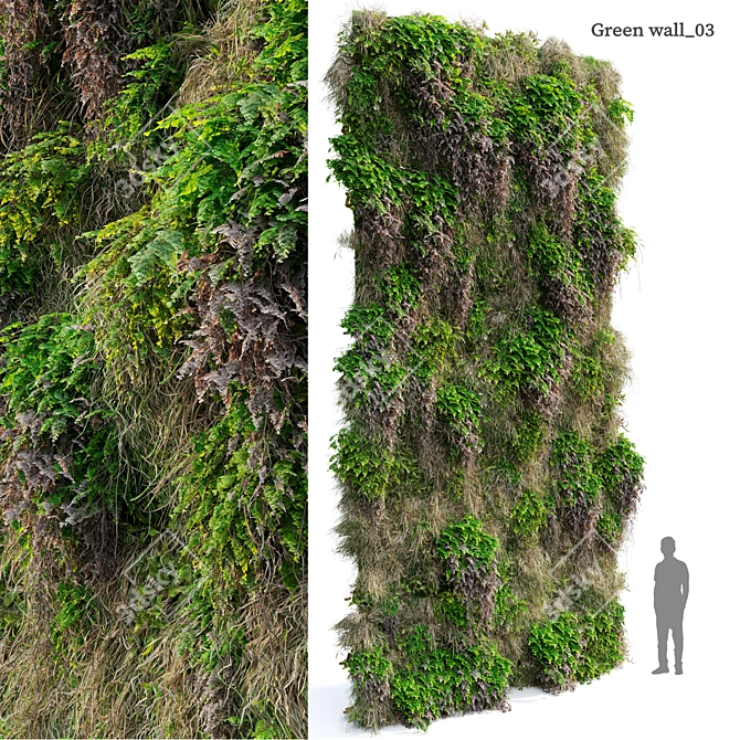  Versatile Green Wall Panel 3D model image 1