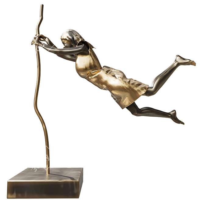 Elegant Girl Jumping Sculpture 3D model image 2