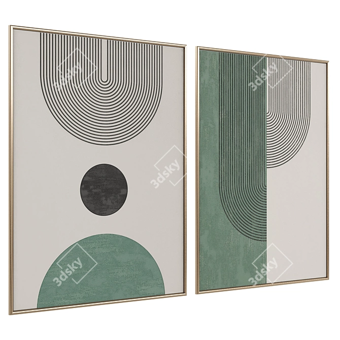 Modern Framed Abstract Art Set 3D model image 2