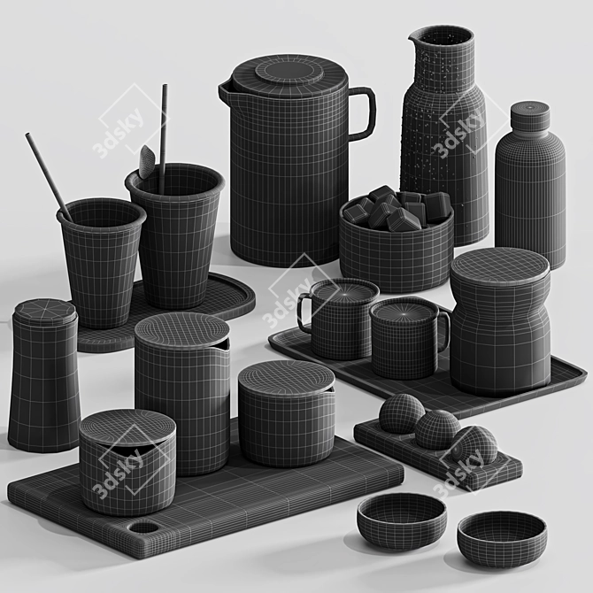 Set06 Dishes Tableware Corona Vray 3D model image 4