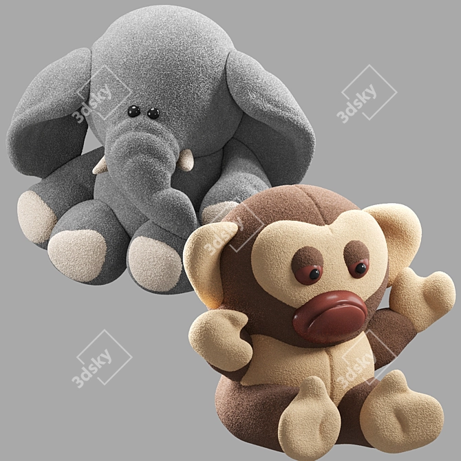 Cozy Jungle Plush Set 3D model image 2