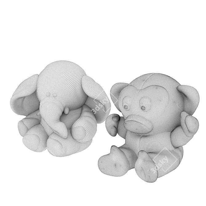 Cozy Jungle Plush Set 3D model image 3