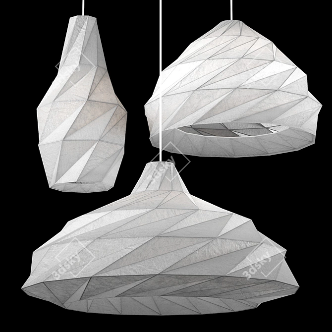 Paper Origami Pendant Lights Set 3D model image 2