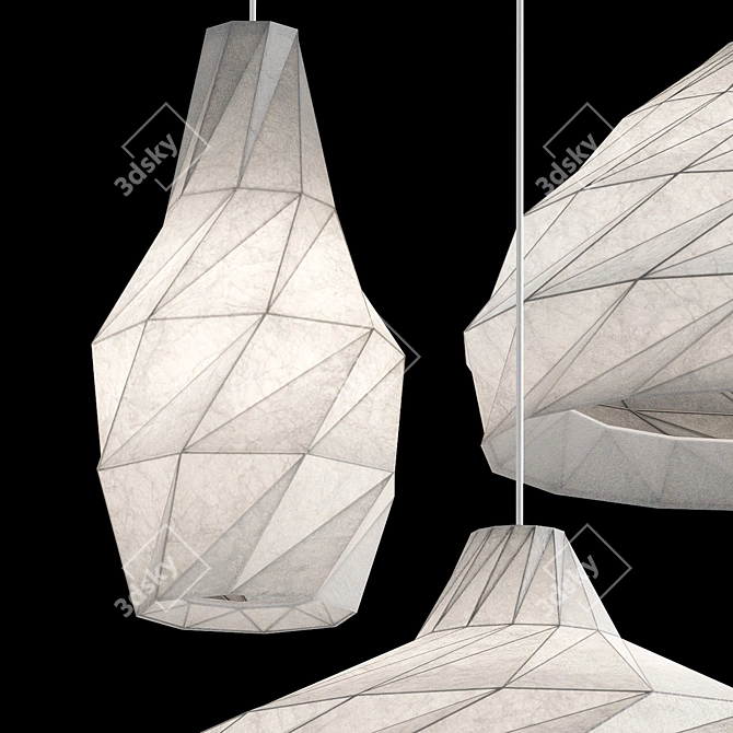 Paper Origami Pendant Lights Set 3D model image 3