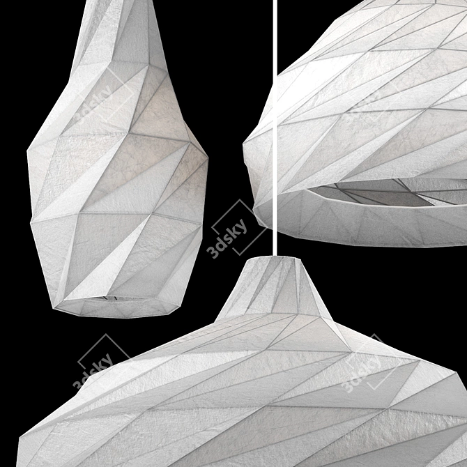 Paper Origami Pendant Lights Set 3D model image 6