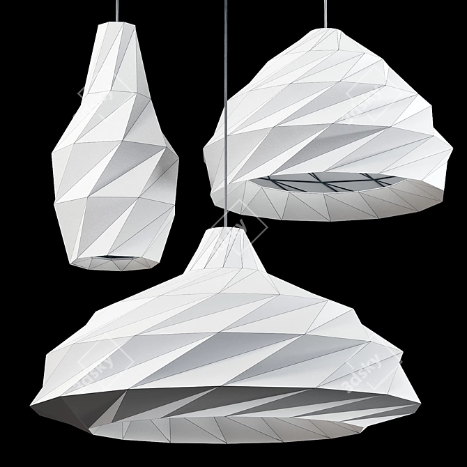 Paper Origami Pendant Lights Set 3D model image 7