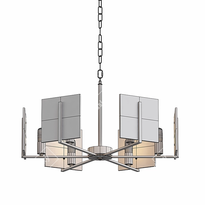 Colonial Expose Metal Chandelier Fixture 3D model image 3