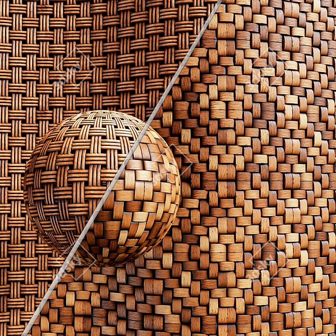 Bamboo Rattan Cane Texture Set 3D model image 1