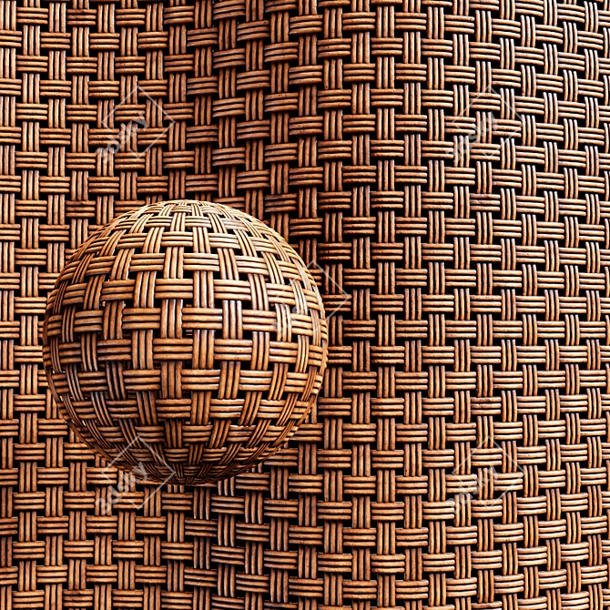 Bamboo Rattan Cane Texture Set 3D model image 2