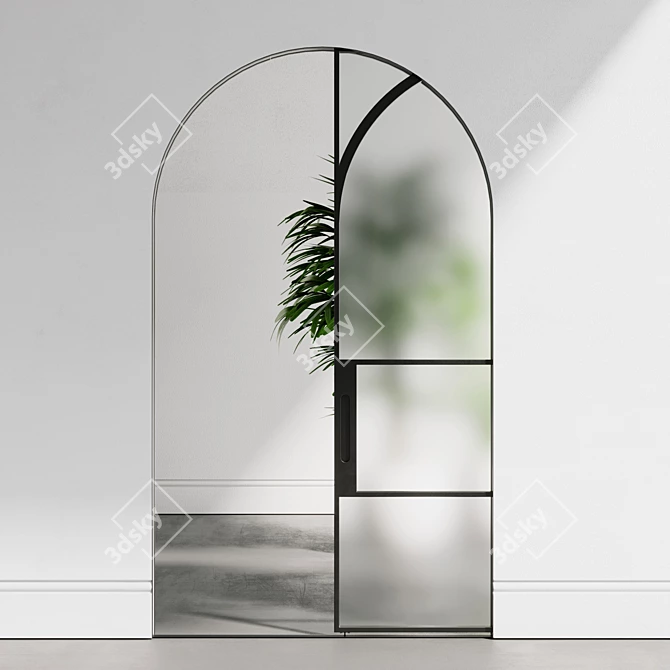 Semicircular Glass Sliding Door 3D model image 2