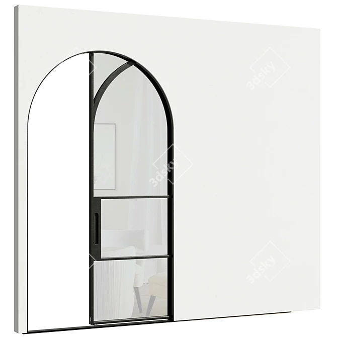 Semicircular Glass Sliding Door 3D model image 4