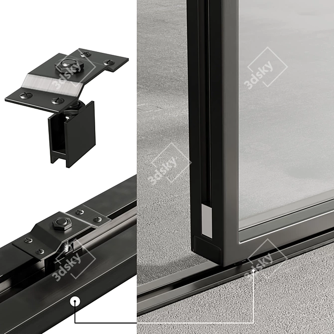 Semicircular Glass Sliding Door 3D model image 6