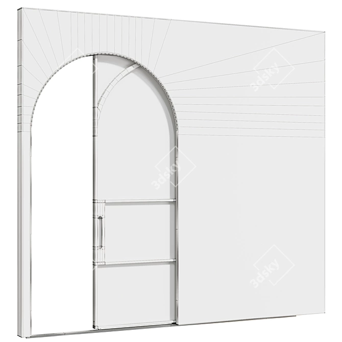 Semicircular Glass Sliding Door 3D model image 7