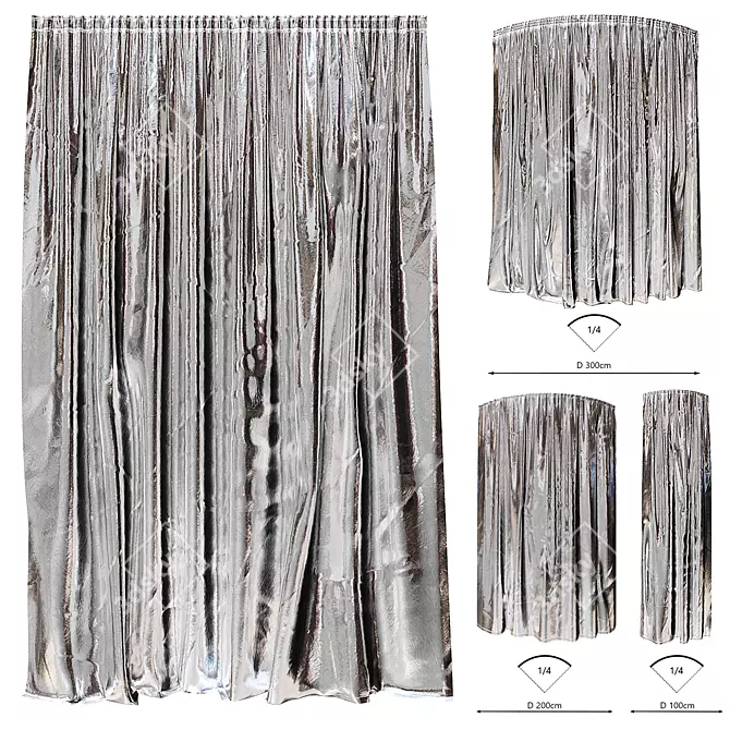 Foil Curtains Set, Variety 3D model image 3