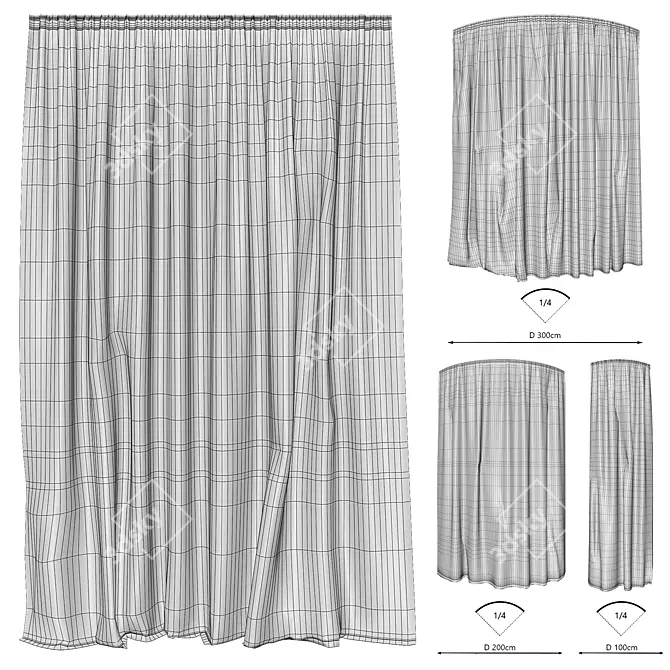 Foil Curtains Set, Variety 3D model image 4