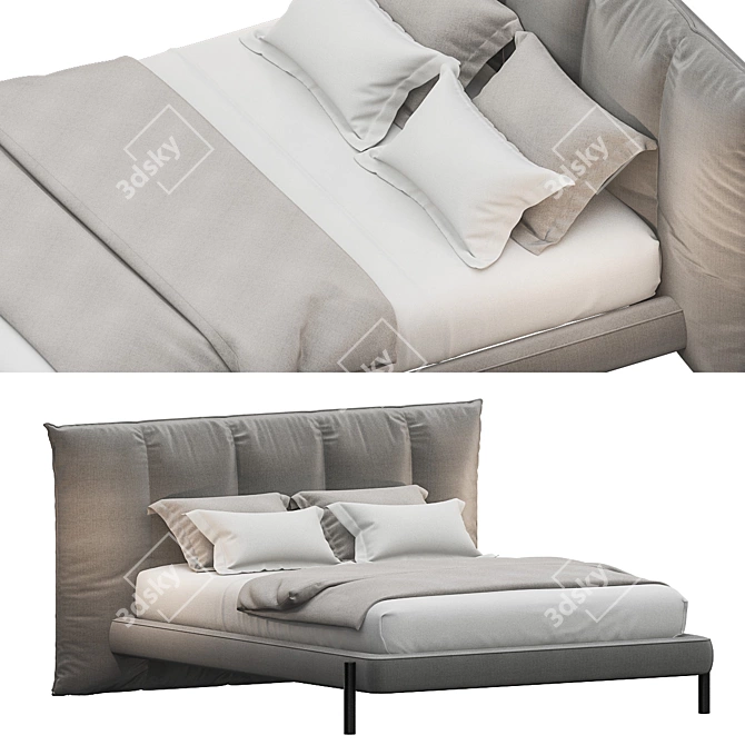 Elegance Tufté Bed - Novamobili 3D model image 3