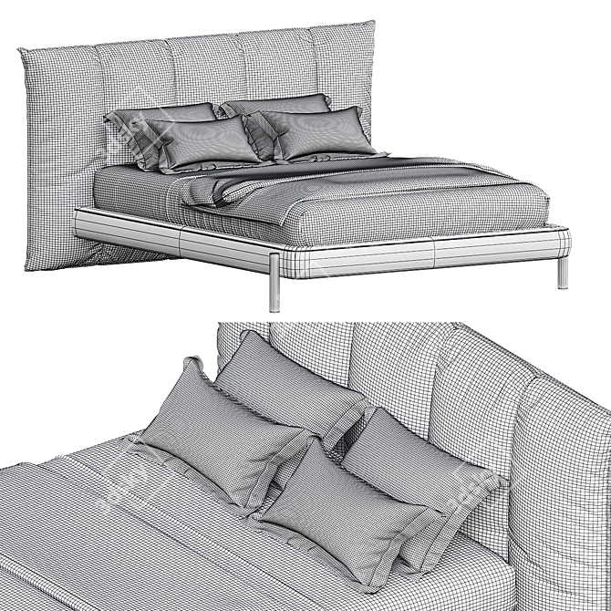 Elegance Tufté Bed - Novamobili 3D model image 4