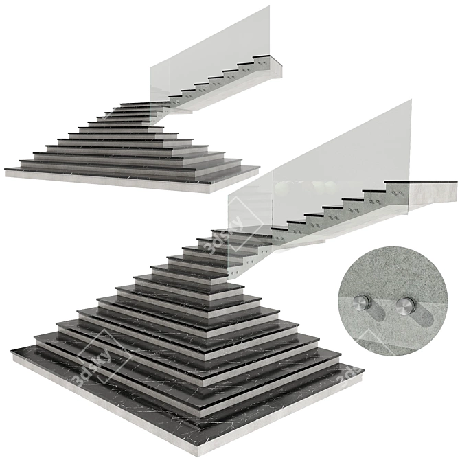 Minimalist Staircase 3D Model 3D model image 1