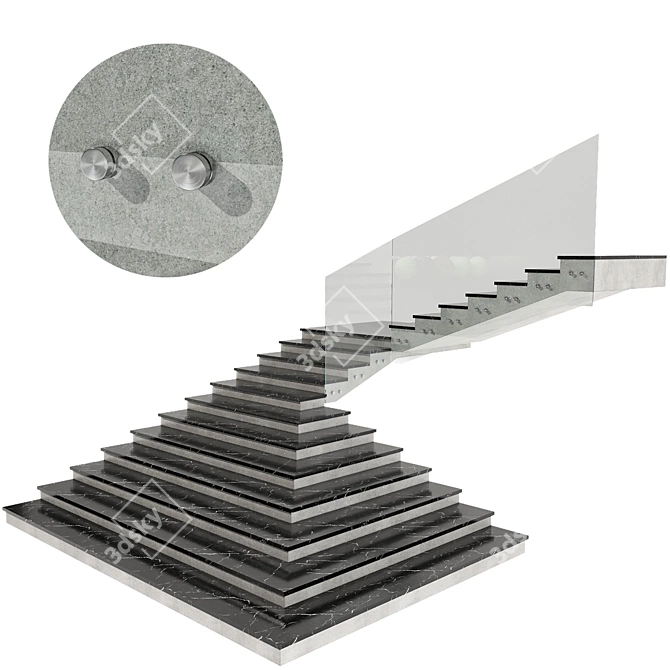 Minimalist Staircase 3D Model 3D model image 2