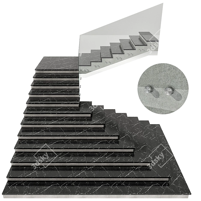 Minimalist Staircase 3D Model 3D model image 3