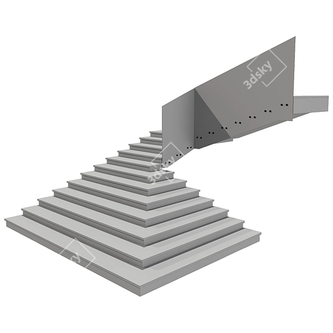 Minimalist Staircase 3D Model 3D model image 4