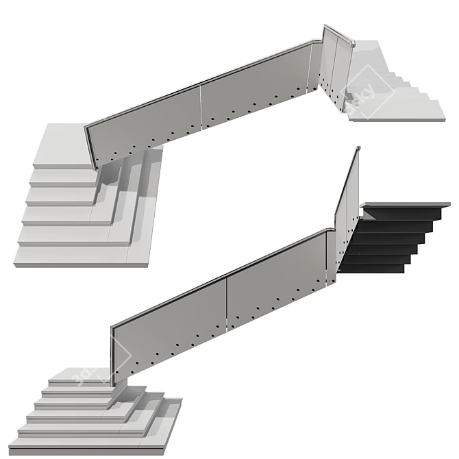 Modern Staircase 3D Model 3D model image 6