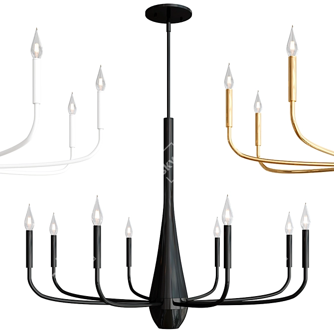 Elegant 8-Light Deela Chandelier 3D model image 1