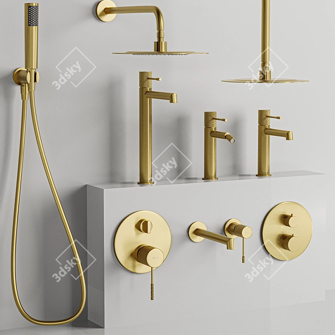 Luxury Bathroom Faucet Set Collection 3D model image 2