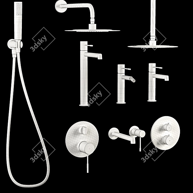 Luxury Bathroom Faucet Set Collection 3D model image 7