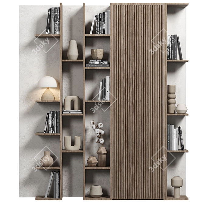 Modular Bookcase with High-Quality Textures 3D model image 1