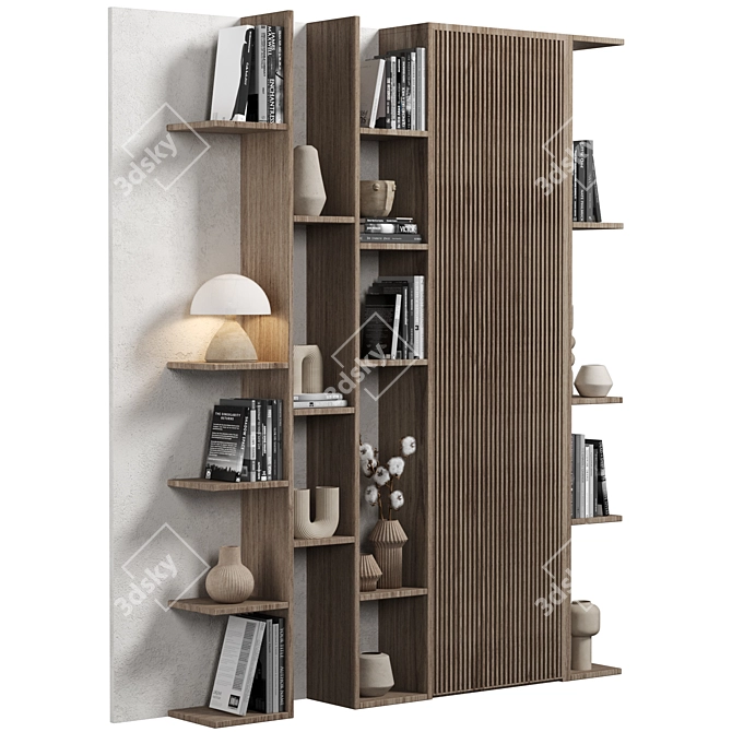 Modular Bookcase with High-Quality Textures 3D model image 2