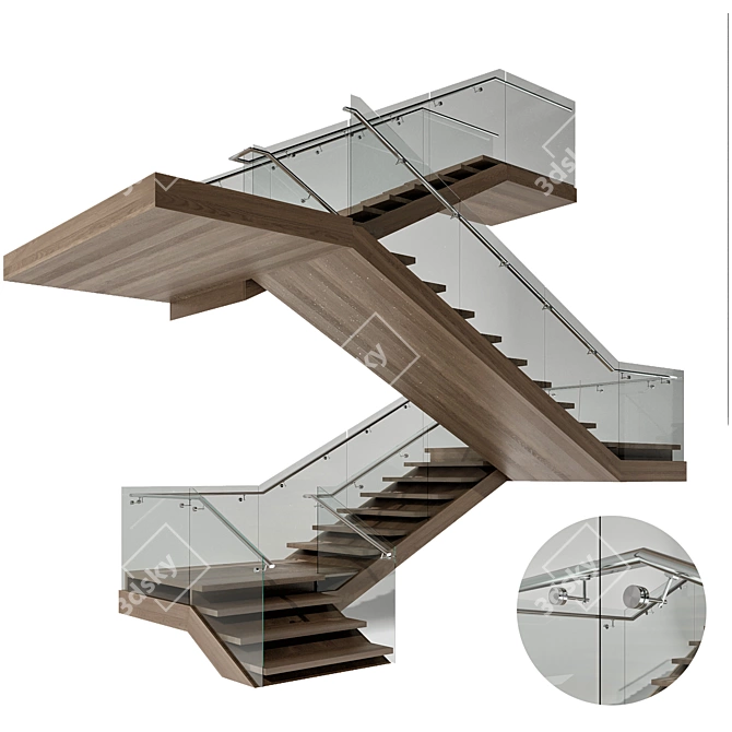 Contemporary Staircase Design FBX Model 3D model image 3