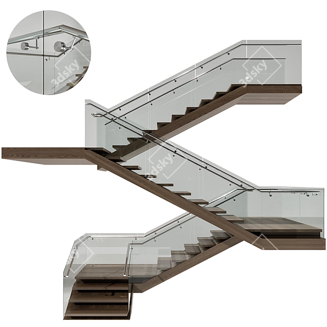 Contemporary Staircase Design FBX Model 3D model image 4