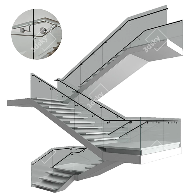 Contemporary Staircase Design FBX Model 3D model image 6