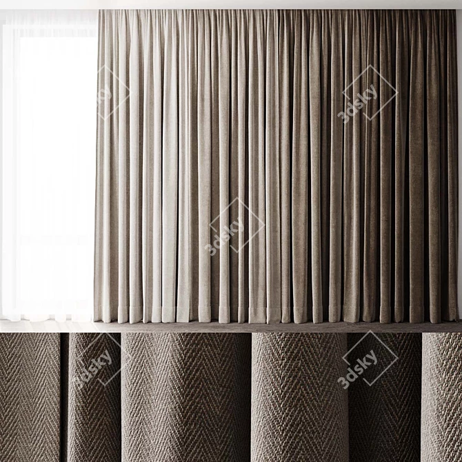 Modern Style Curtain Set 3D model image 1