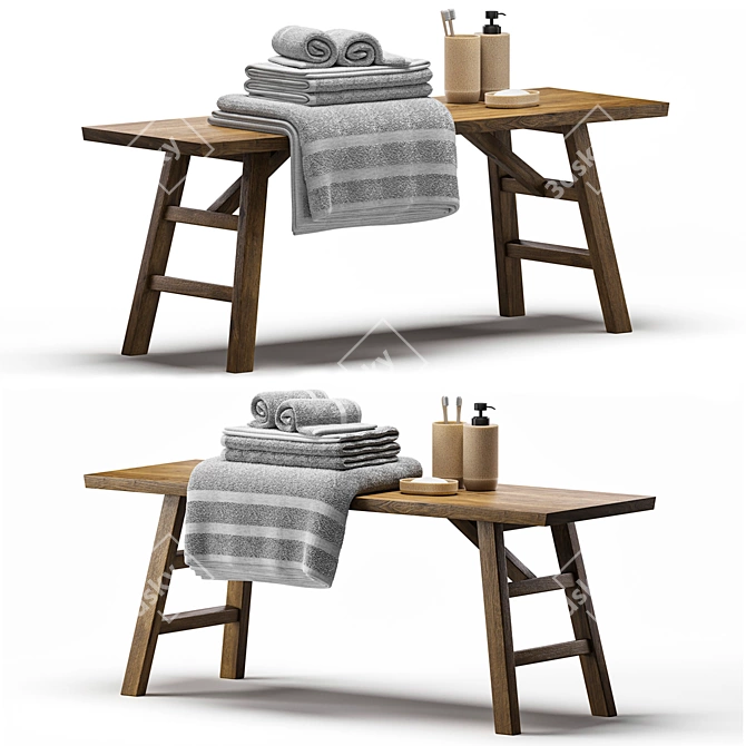 Bathroom Décor Set with Towels 3D model image 1