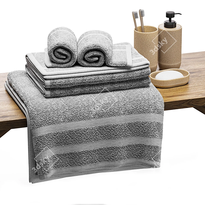 Bathroom Décor Set with Towels 3D model image 4