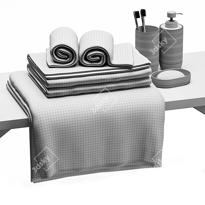 Bathroom Décor Set with Towels 3D model image 5