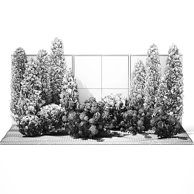 Hydrangea & Cypress Landscape Collection 3D model image 7