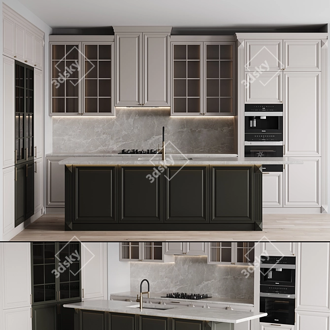 Customizable Kitchen Classic-002 Model 3D model image 1