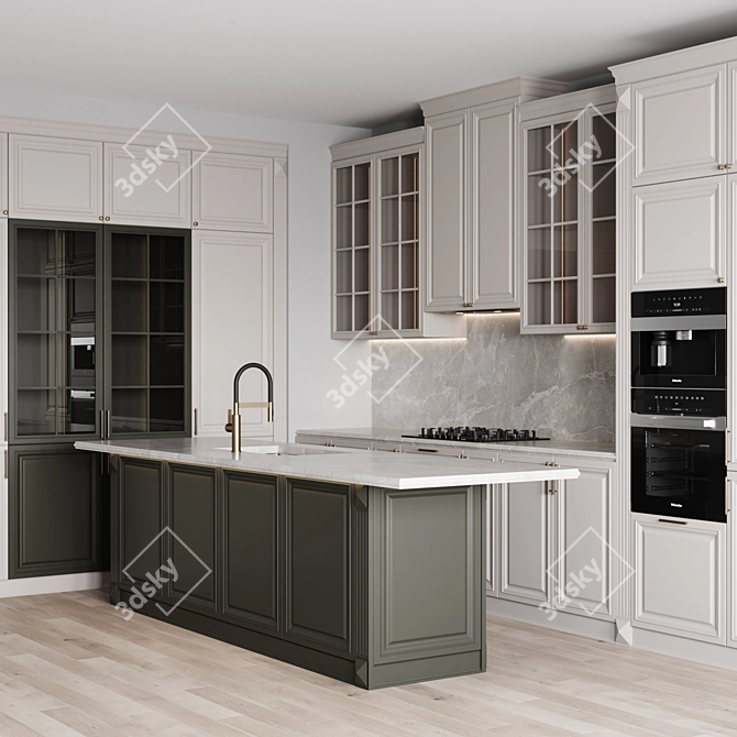 Customizable Kitchen Classic-002 Model 3D model image 2