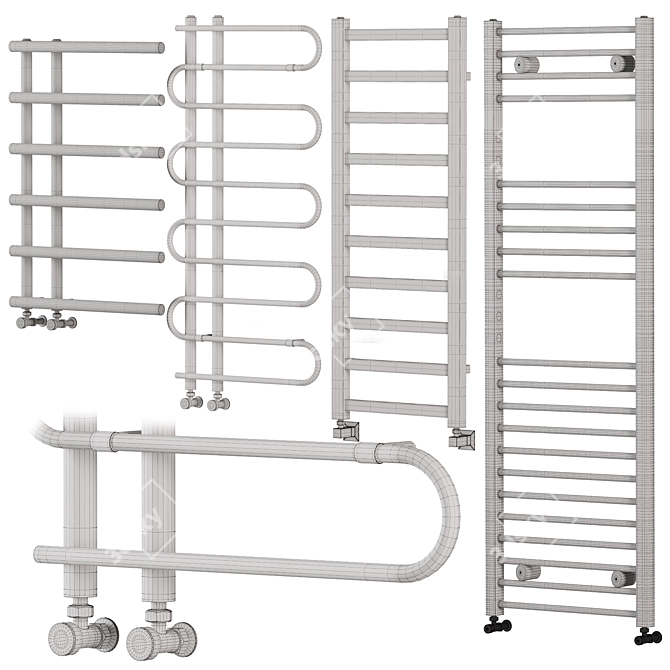 Designer Towel Radiator Set - High Quality 3D model image 3